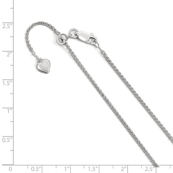 1.45mm Rhodium Plated Sterling Silver Adj. Hollow Spiga Chain, 22 in - Picture 2 of 5